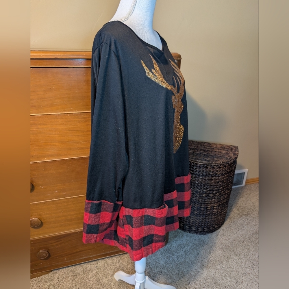 SequinReindeer Winter Buffalo Plaid Tunic XXL - Picture 10 of 12